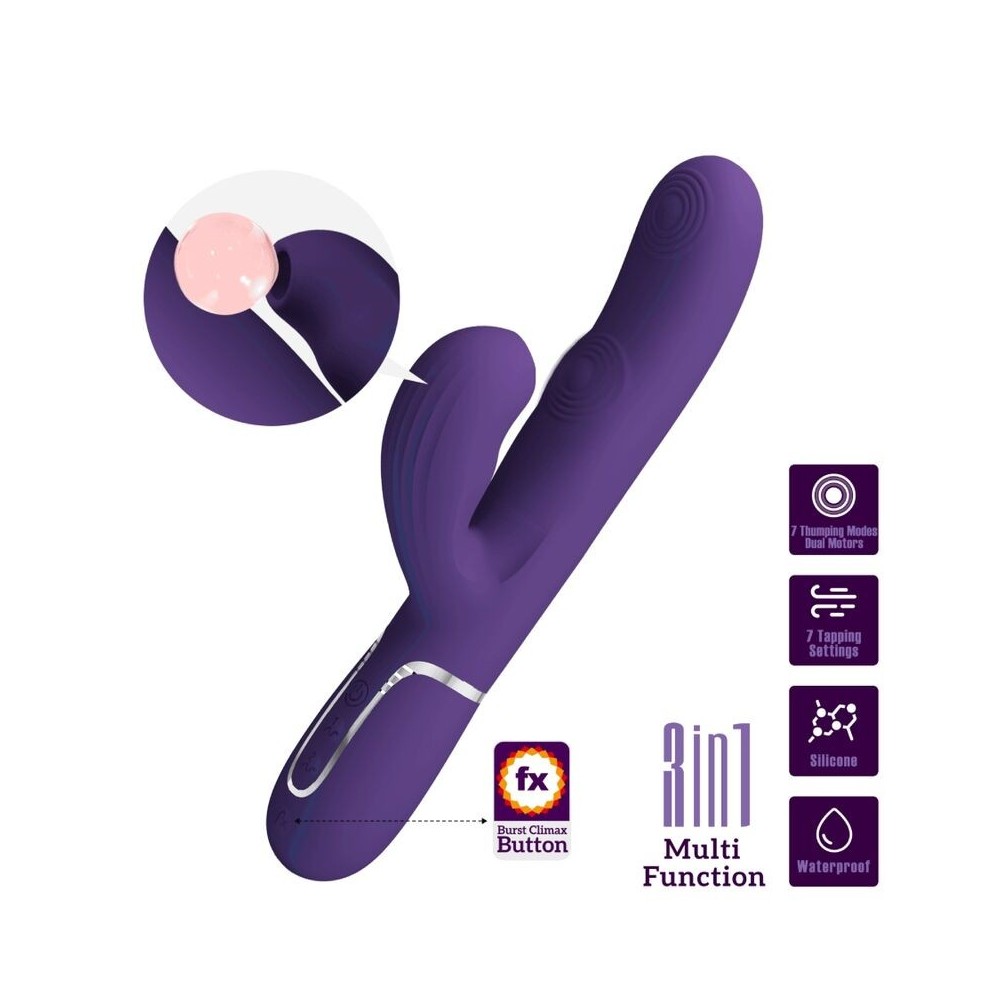 PRETTY LOVE - PERLITA VIBRADOR G-SPOT 3 EM 1 MULTIFUNO ROXO