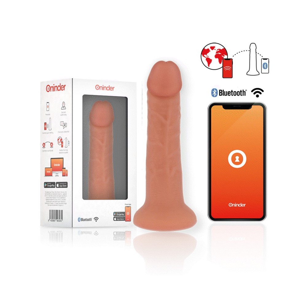 ONINDER - GRAND GODE VIBRATEUR BOGOTÁ 9 VITESSES NATUREL 22 CM -O- 4,5 CM - APPLICATION GRATUITE