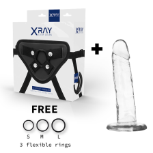 X RAY - ARNÊS + DILDO TRANSPARENTE 18 CM -O- 4 CM