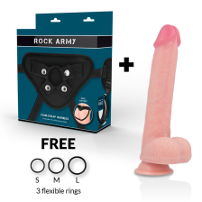 ROCKARMY - ARNÊS + SILICONE LÍQUIDO PREMIUM KINGCOBRA REALISTA 24 CM -O- 4.77 CM