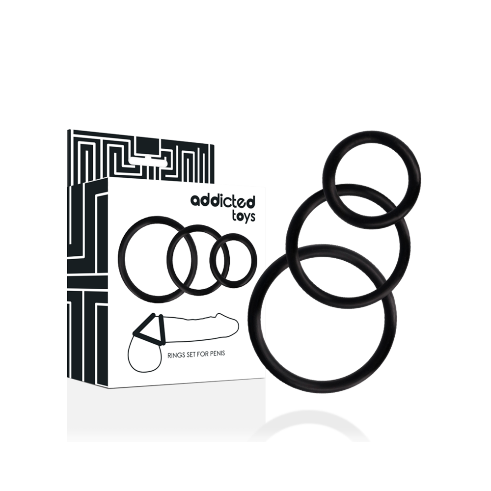 ADDICTED TOYS - CONJUNTO DE ANÉIS DE PARA PÉNIS PRETO