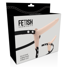 FETISH SUBMISSIVE HARNESS - FLEISCH-SILIKON-VIBRATOR 15 CM