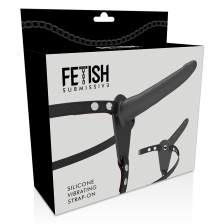 HARNAIS SOUMIS FETISH - VIBRATEUR EN SILICONE NOIR 15 CM