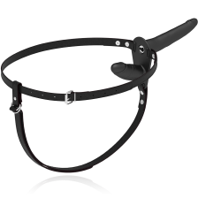 FETISH SUBMISSIVE HARNESS - VIBRATEUR NOIR DOUBLE PÉNÉTRATION