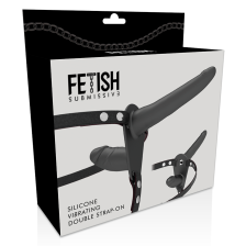 FETISH SUBMISSIVE HARNESS  SCHWARZER VIBRATOR MIT DOPPELPENETRATION