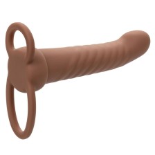 CALEXOTICS - MAXX RIBBED DUAL PENETRATOR 10 VIBRATIONS BROWN