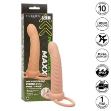 CALEXOTICS - MAXX RIBBED DOUBLE PÉNÉTRATEUR 10 VIBRATIONS FLESH