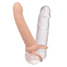 CALEXOTICS - MAXX RIBBED DOUBLE PÉNÉTRATEUR 10 VIBRATIONS FLESH