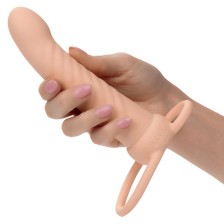 CALEXOTICS - MAXX RIBBED DOUBLE PÉNÉTRATEUR 10 VIBRATIONS FLESH