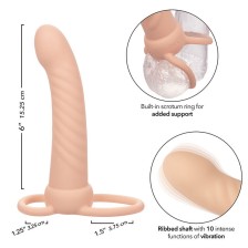 CALEXOTICS - MAXX RIBBED DOUBLE PÉNÉTRATEUR 10 VIBRATIONS FLESH