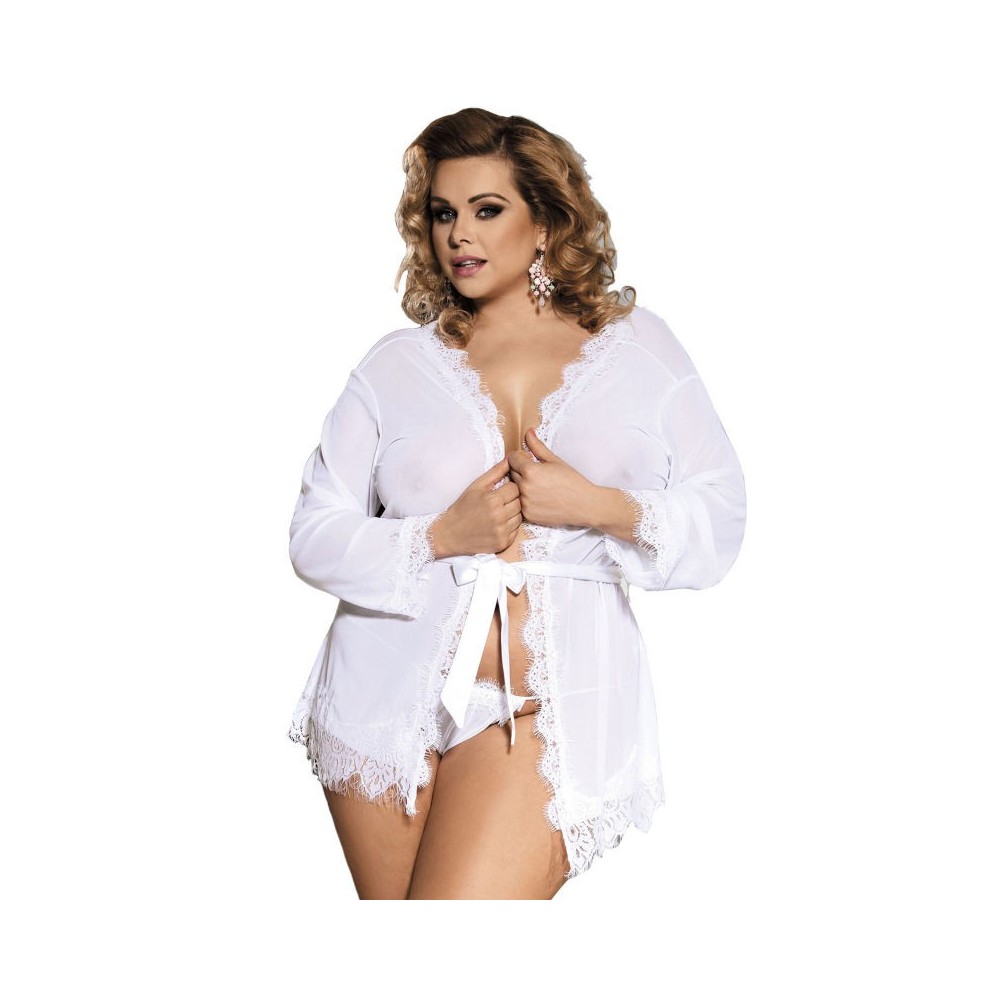 SUBBLIME - QUEEN PLUS BABYDOLL BIANCO CON FRANGE