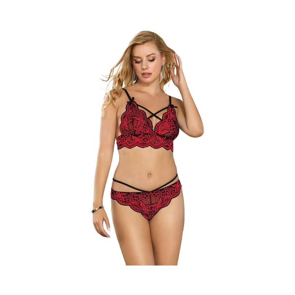 SUBBLIME - SET ENSEMBLE DEUX PIÈCES TOP ET CULOTTE EN DENTELLE S/M