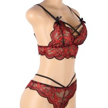 SUBBLIME - SET ENSEMBLE DEUX PIÈCES TOP ET CULOTTE EN DENTELLE S/M