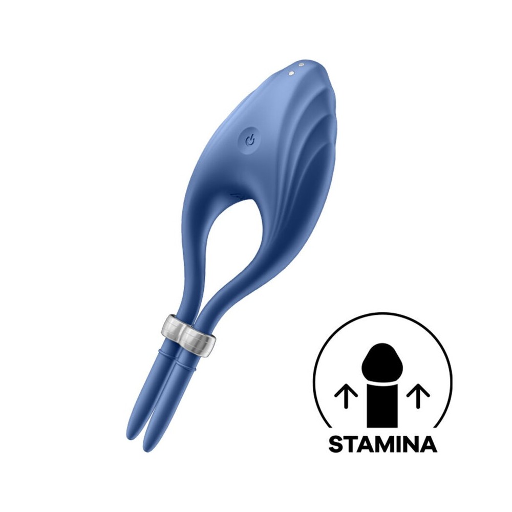 SATISFYER - VIBRADOR DE ANEL DUELISMO AZUL
