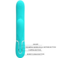 PRETTY LOVE - PERLITA VIBRATEUR MULTIFONCTION 3 EN 1 POINT G VERT AQUA