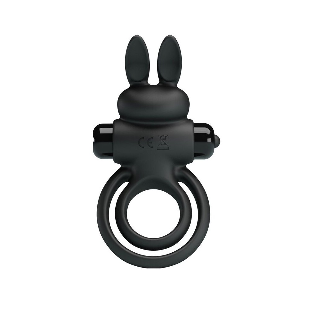 PRETTY LOVE - ANNEAU DE LAPIN VIBRATOR III POUR PÉNIS NOIR