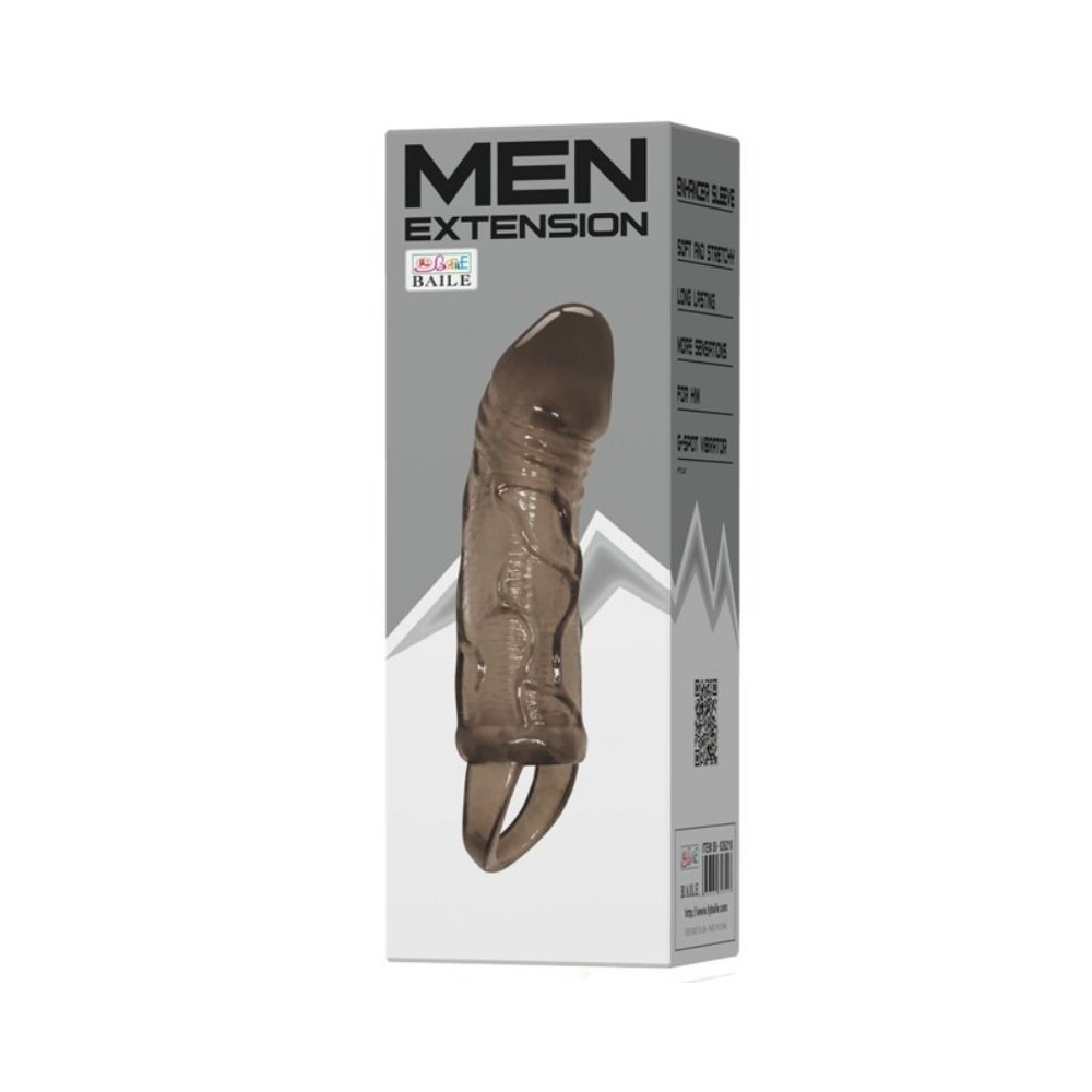 BAILE - HOUSSE DEXTENSION DE PÉNIS AVEC SANGLE POUR TESTICULES NOIR 13.5 CM