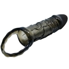 BAILE - CAPA EXTENSORA DE PÊNIS COM ALA PARA TESTÍCULOS PRETA 13.5 CM