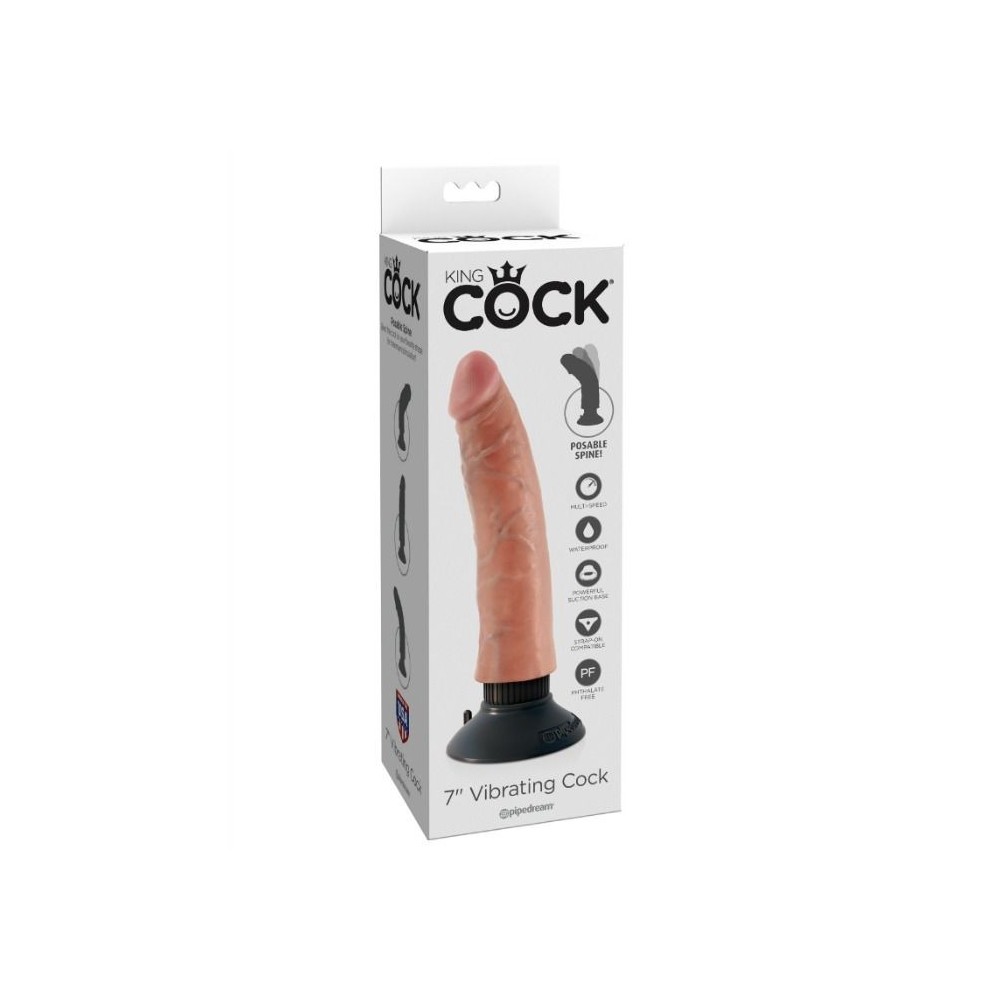 KING COCK - GODE VIBRATEUR 17.78 CM NATUREL