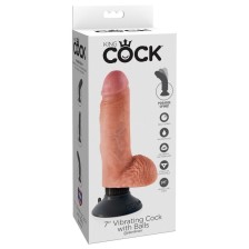 KING COCK - 17.78 CM VIBRATING COCK WITH BALLS FLESH