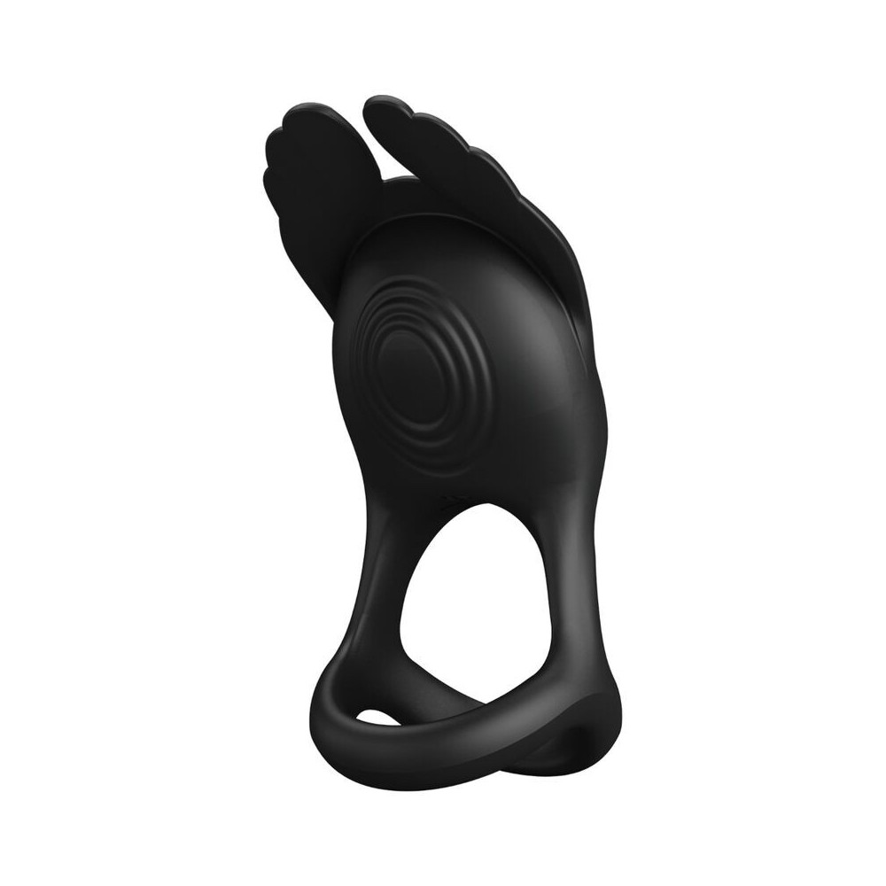 PRETTY LOVE - SILAS ANNEAU PÉNIS VIBRANT 7 VIBRATIONS SILICONE NOIR