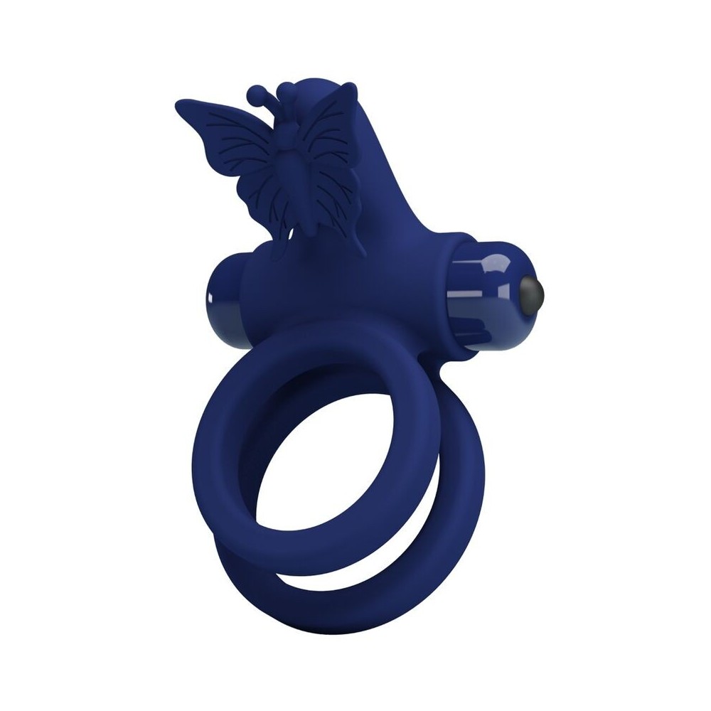 PRETTY LOVE - JAMELE DOPPIO ANELLO CON VIBRAZIONE E STIMOLATORE FARFALLA BLU