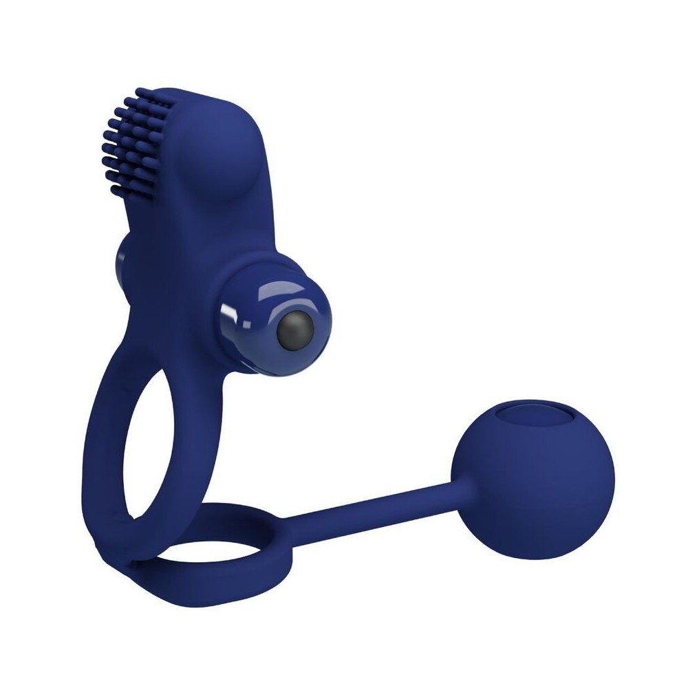 PRETTY LOVE - REMINGTON DOUBLE VIBRATING RING WITH PLUG BLUE