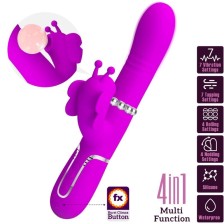 PRETTY LOVE - VIBRATORE MULTIFUNZIONE RABBIT 4 IN 1 FARFALLA FUCSIA