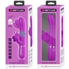 PRETTY LOVE - VIBRATORE MULTIFUNZIONE RABBIT 4 IN 1 FARFALLA FUCSIA