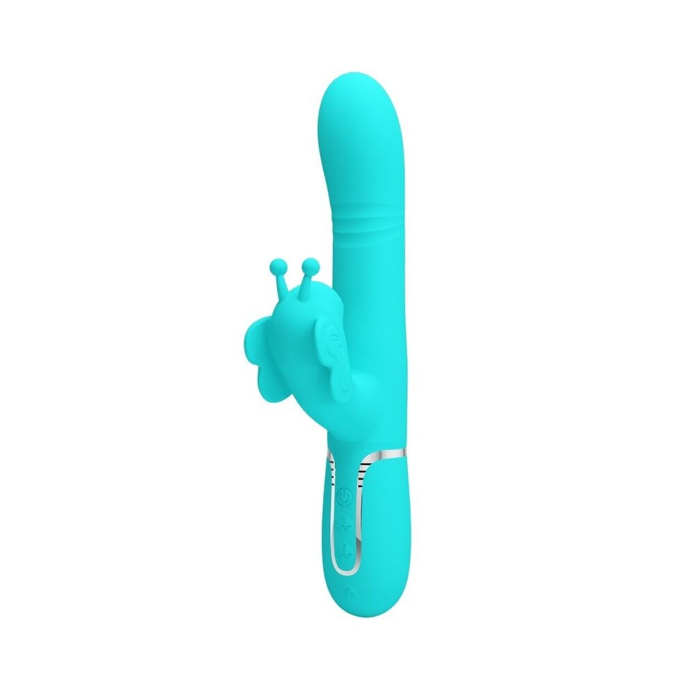 PRETTY LOVE - VIBRADOR COELHO MULTIFUNÇÕES 4 EM 1 BUTTERFLY AQUA VERDE