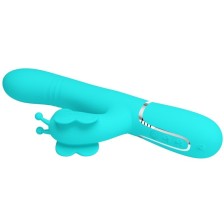 PRETTY LOVE - VIBRATEUR MULTIFONCTION LAPIN 4 EN 1 PAPILLON AQUA VERT