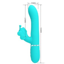 PRETTY LOVE - VIBRADOR COELHO MULTIFUNÇÕES 4 EM 1 BUTTERFLY AQUA VERDE