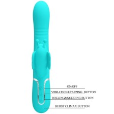 PRETTY LOVE - MULTIFUNCTION RABBIT VIBRATOR 4 IN 1 BUTTERFLY AQUA GREEN