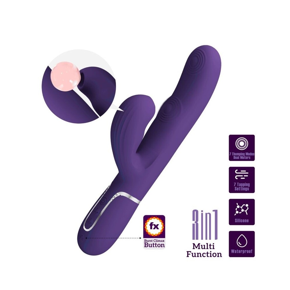 PRETTY LOVE - PERLITA VIBRATEUR G-SPOT 3 EN 1 MULTIFONCTION VIOLET