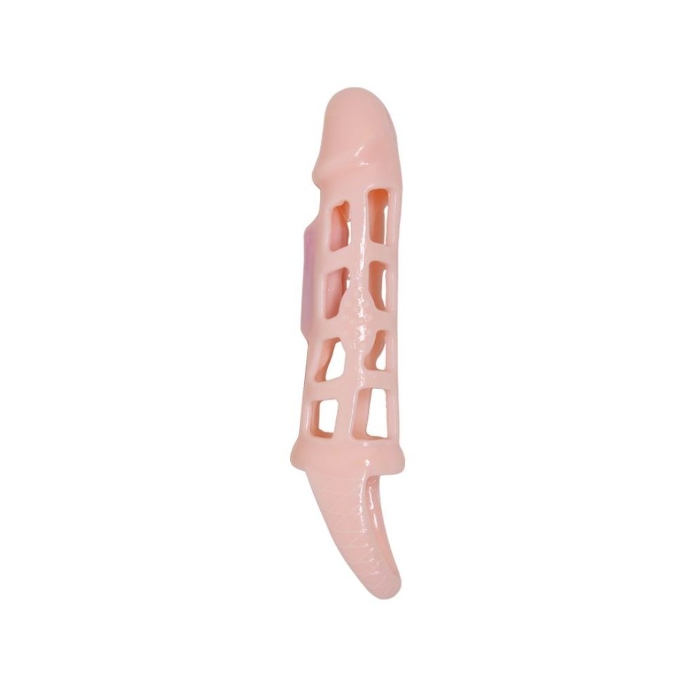 BAILE - PENIS EXTENDER COVER WITH VIBRATION AND NATURAL STRAP 13.5 CM