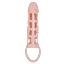 BAILE - PENIS EXTENDER COVER WITH VIBRATION AND NATURAL STRAP 13.5 CM