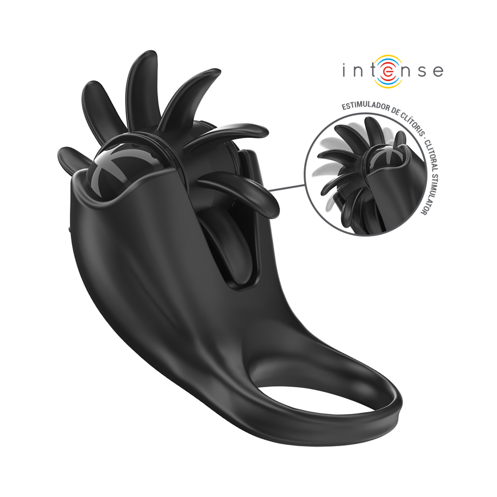 INTENSE - MABEL ANELLO VIBRANTE 10 VIBRAZIONI CON STIMOLATORE CLITORIDEO NERO