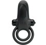 PRETTY LOVE - DOPPIO ANELLO VIBRANTE + STIMOLATORE CLITORIDEO 10 VIBRAZIONI NERO