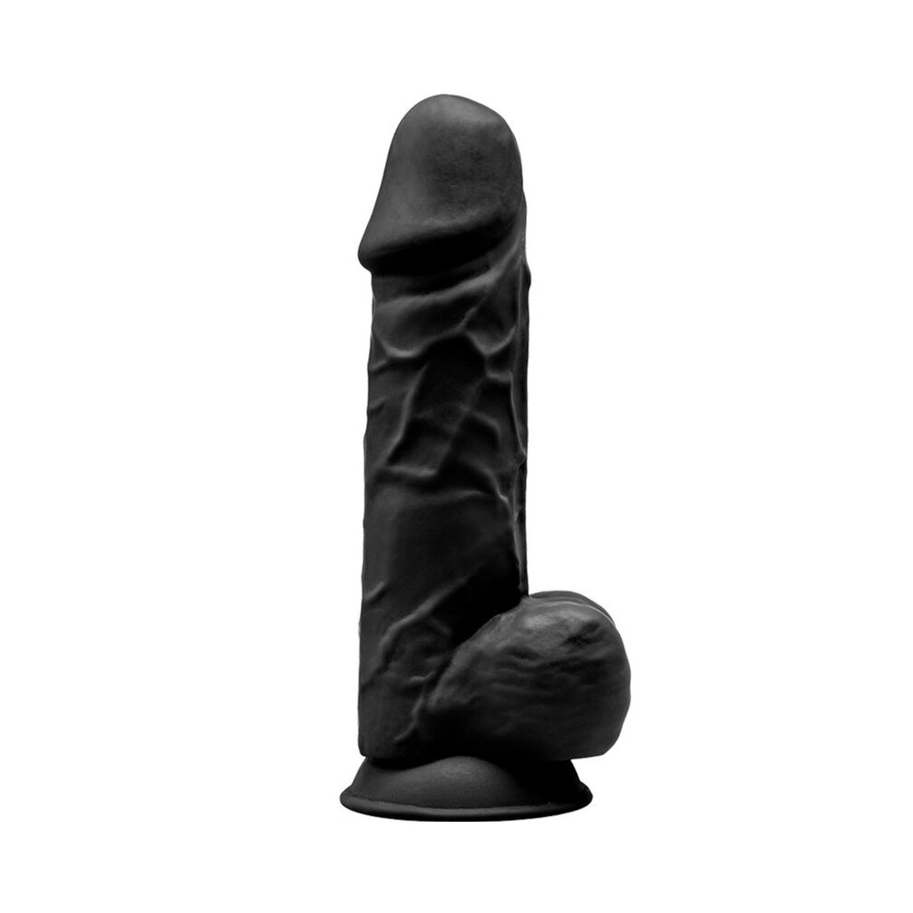 SILEXD - MODELO 1 PÊNIS REALÍSTICO PREMIUM SILEXPAN SILICONE PRETO 21.5 CM