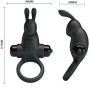 PRETTY LOVE - ANELLO VIBRANTE + STIMOLATORE CLITORIDEO CONIGLIO 10 VIBRAZIONI NERO