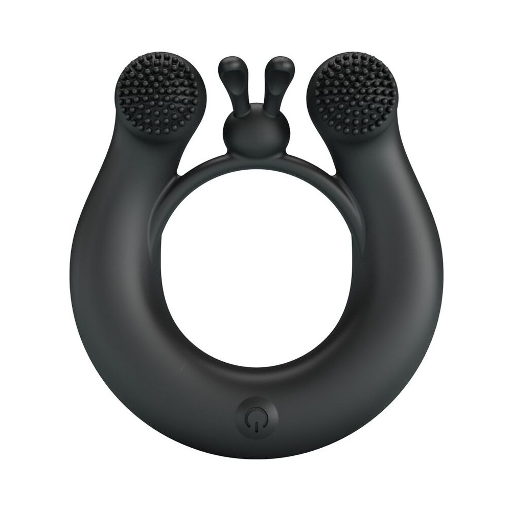 PRETTY LOVE - ANNEAU VIBRANT DAHLIA + STIMULATEUR DE CLITORIS 12 VIBRATIONS NOIR