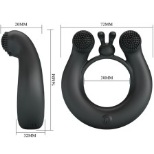 PRETTY LOVE - DAHLIA VIBRATIONSRING + KLITORISSTIMULATOR 12 VIBRATIONEN SCHWARZ