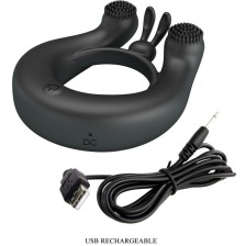 PRETTY LOVE - ANEL VIBRATÓRIO DÁLIA + ESTIMULADOR DE CLITÓRIS 12 VIBRAÇÕES PRETO
