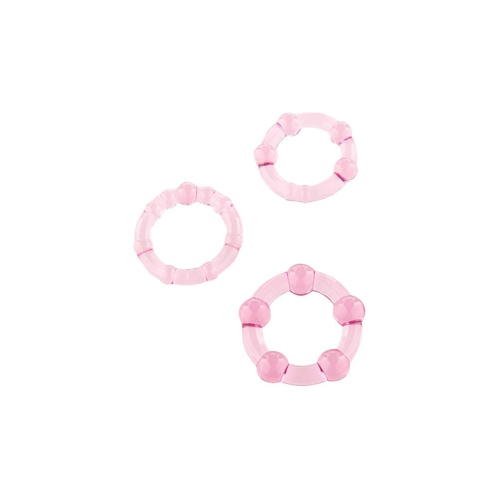 SEVEN CREATIONS - SET DI TRE ANELLI PER PENE ROSA