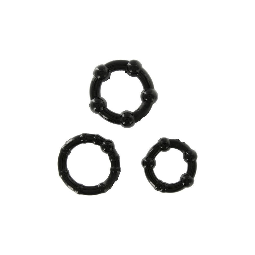 SEVEN CREATIONS - SET OF THREE BLACK PENIS RINGS