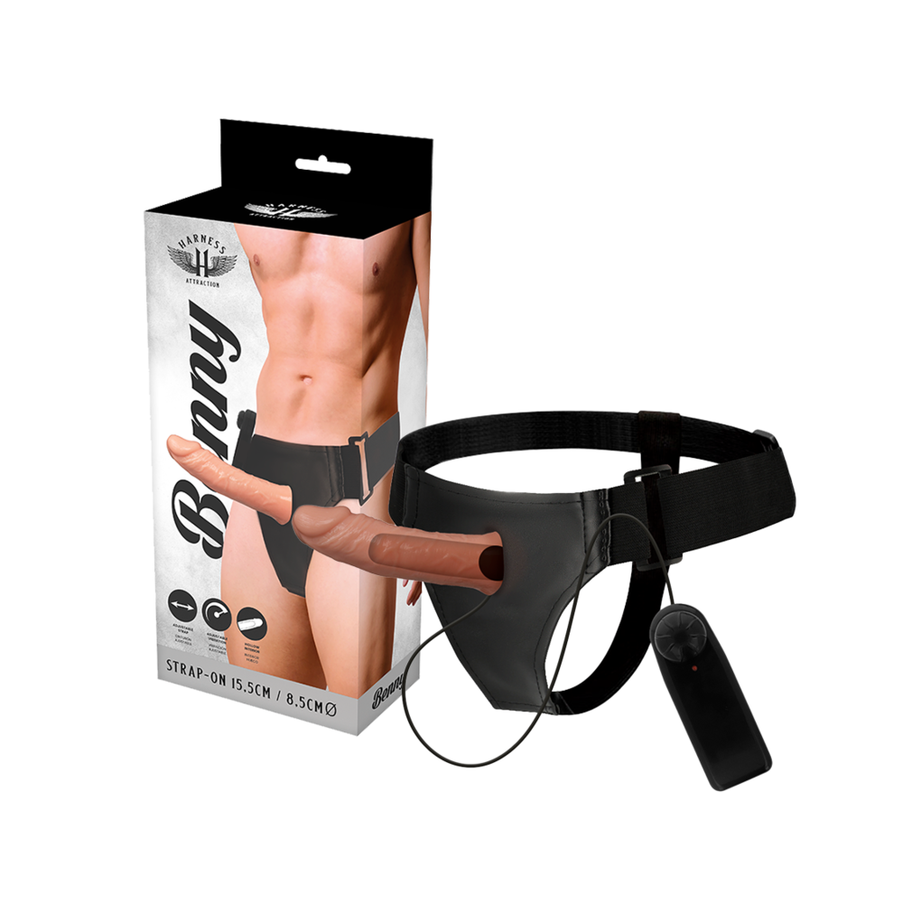 HARNESS ATTRACTION - BENNY STRAP-ON HOLLOW EXTENDER VIBRATORE 15 CM -O- 4.5 CM