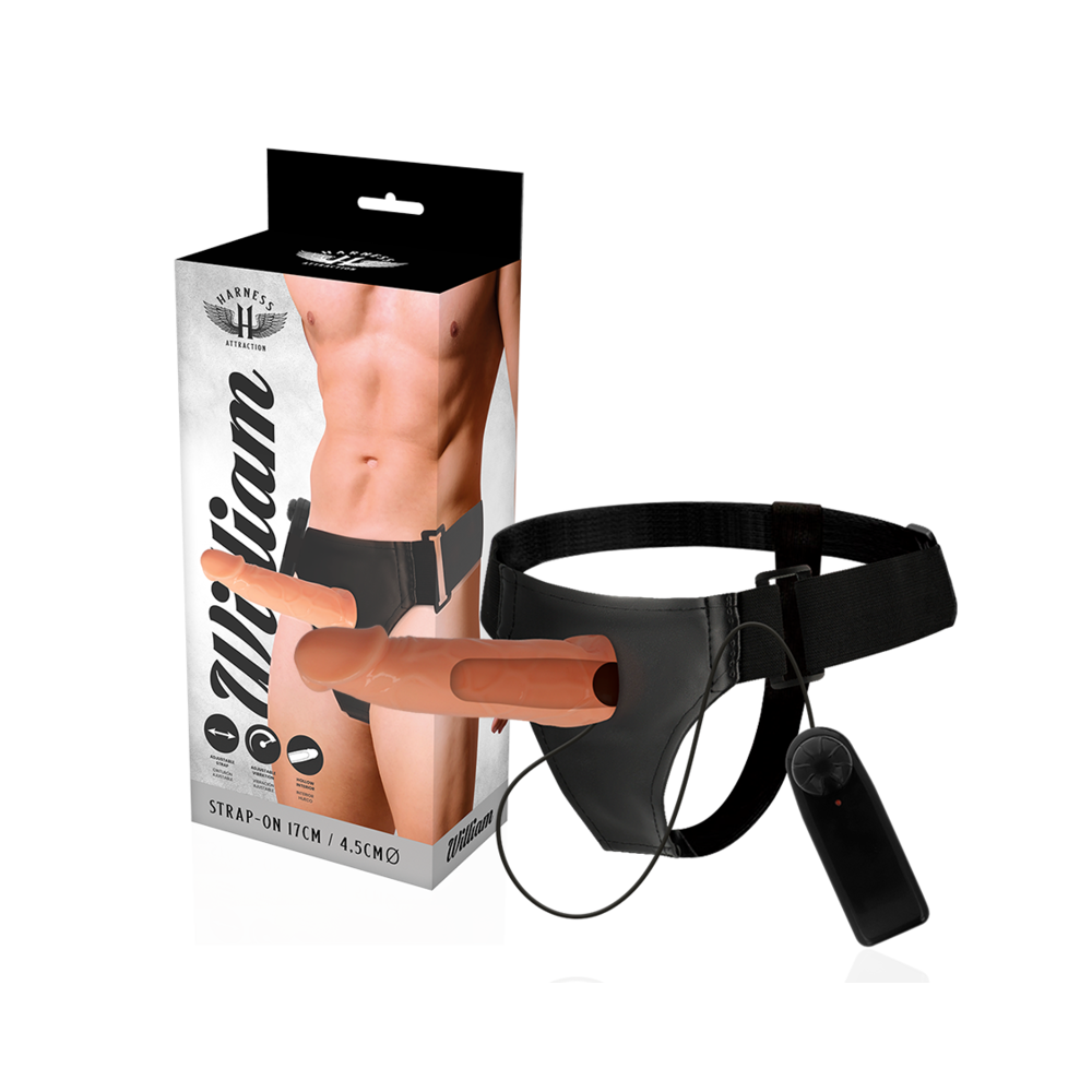 HARNESS ATTRACTION - WILLIAN STRAP-ON HOLLOW EXTENDER VIBRATORE 17 CM -O- 4.5 CM