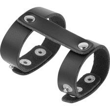 DARKNESS - ADJUSTABLE LEATHER PENIS AND TESTICLES RING