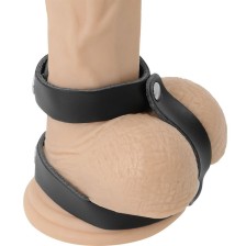 DARKNESS - ADJUSTABLE LEATHER PENIS AND TESTICLES RING