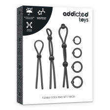 ADDICTED TOYS - FLEXIBLE SILICONE COCK RING SET 7 PIECES